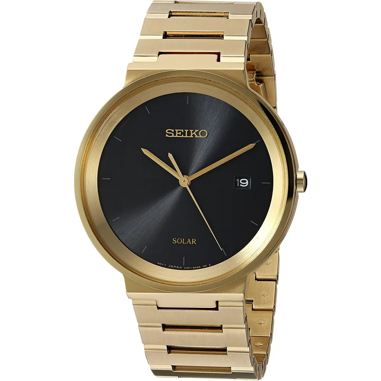 Seiko Men’s Essentials Solar Black Dial Gold Tone Stainless
