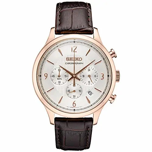 Seiko Men’s Stainless Steel Japanese Quartz Leather Calfskin