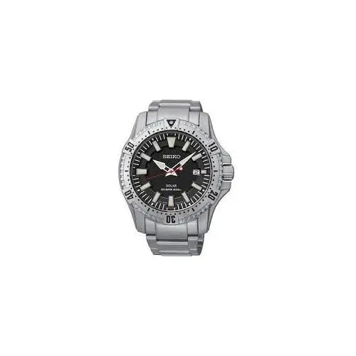 Seiko Solar Black Dial Stainless Steel Mens Watch SNE279 -