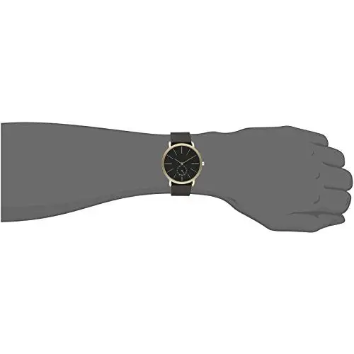 Skagen Men’s Hagen Chronograph Gold Tone Case Black Leather