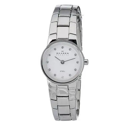 Skagen White Dial Swarovski Crystal Stainless Steel Ladies