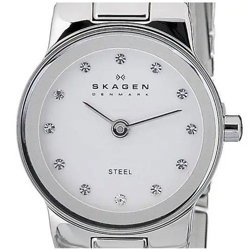 Skagen White Dial Swarovski Crystal Stainless Steel Ladies