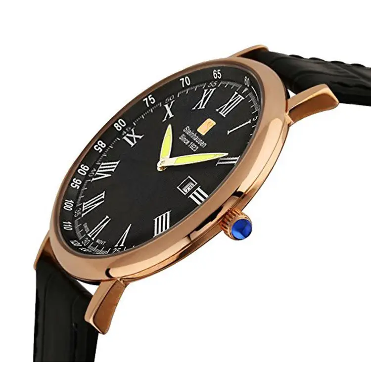 Steinhausen Men’s Swiss Quartz Rose Gold Tone S. Steel Black