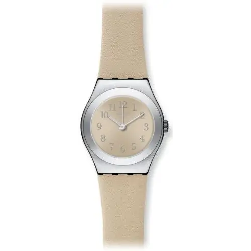 Swatch Cuepli Beige Dial Stainless Steel Leather Strap