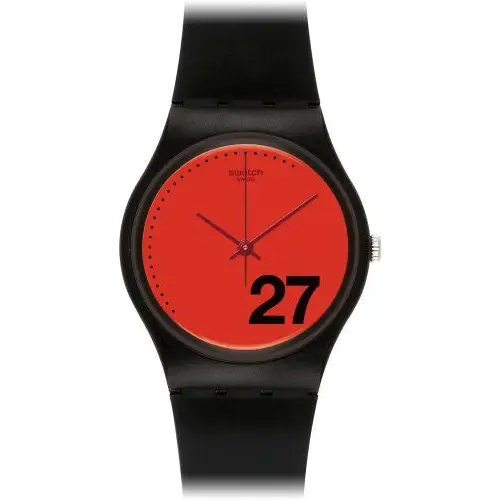 Swatch Generation 27 Red Dial Black Silicone Ladies Watch