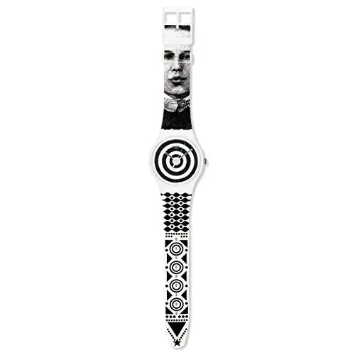 Swatch Unisex Hypnotic Eye Quartz Black and White