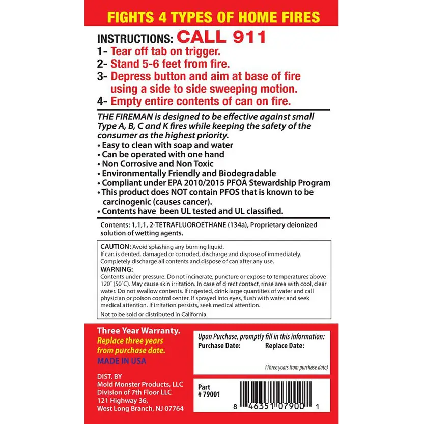 The Fireman Fire Extinguisher Spray: UL Approved Home Use 18