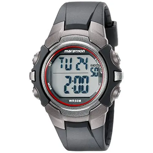 Timex Men s Marathon 50m Digital Night Light Grey Resin Watch T5K642 shopemco