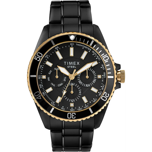 Timex Men’s Quartz Chronograph Black Stainless Steel Watch