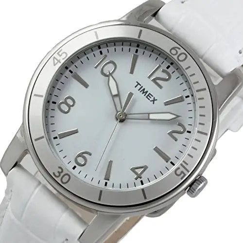Timex Women’s Analog Quartz White Leather Strap Watch