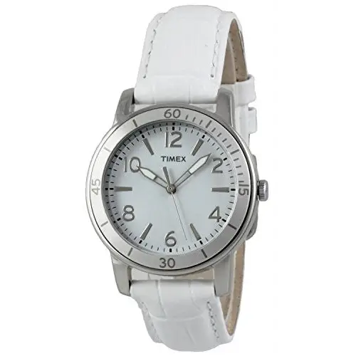Timex Women’s Analog Quartz White Leather Strap Watch