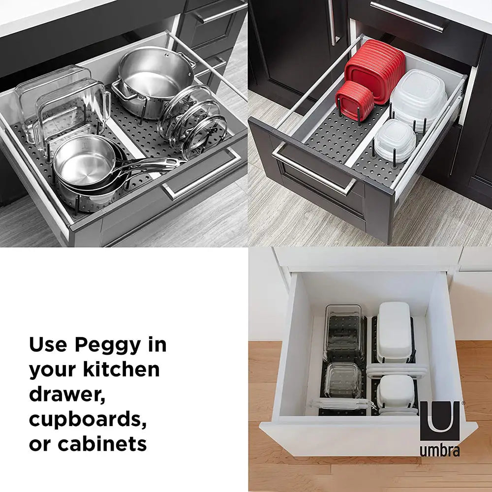 Umbra Peggy Drawer Organizer with Adjustable Trays &