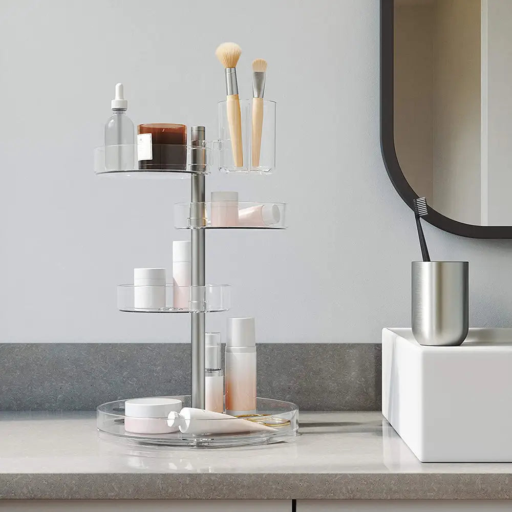 Umbra Pirouette Cosmetic Acrylic Organizer (Clear Nickel)
