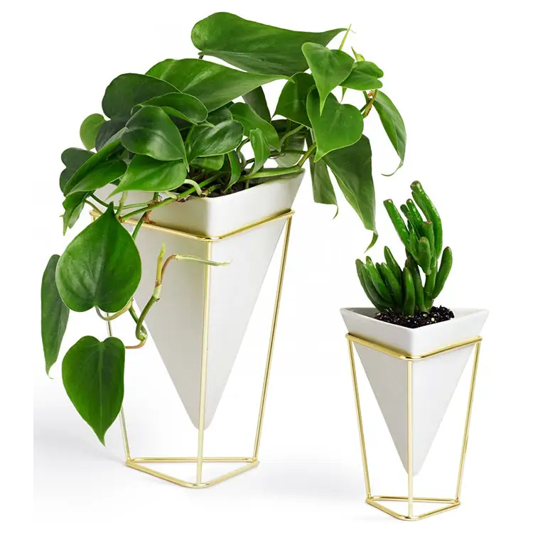 Umbra Trigg Ceramic/Wire Frame Set of 2 Vases (White)