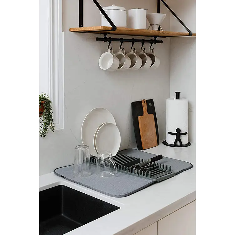 Umbra UDry Dish Rack and Drying Mat (Charcoal) 330720-149 -