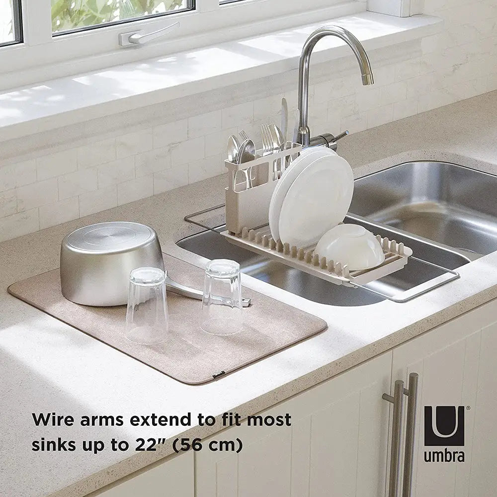 Umbra UDry Over The Sink Dish Rack and Drying Mat (Latte)