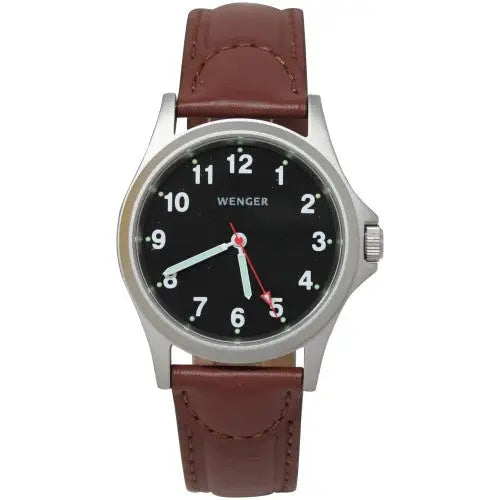 Wenger Men’s Black Dial Brown Leather strap Watch 79115BRBLK