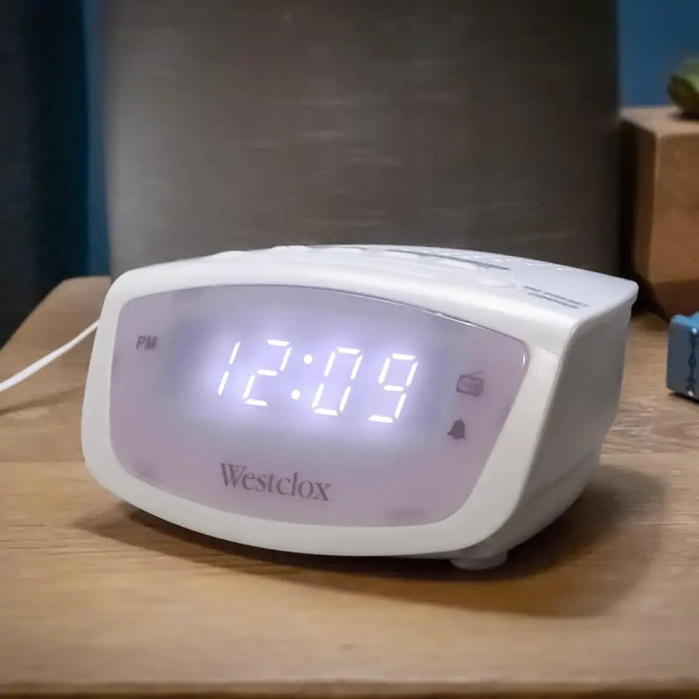 Westclox 0.6 White LED Display White Noise FM Radio Alarm