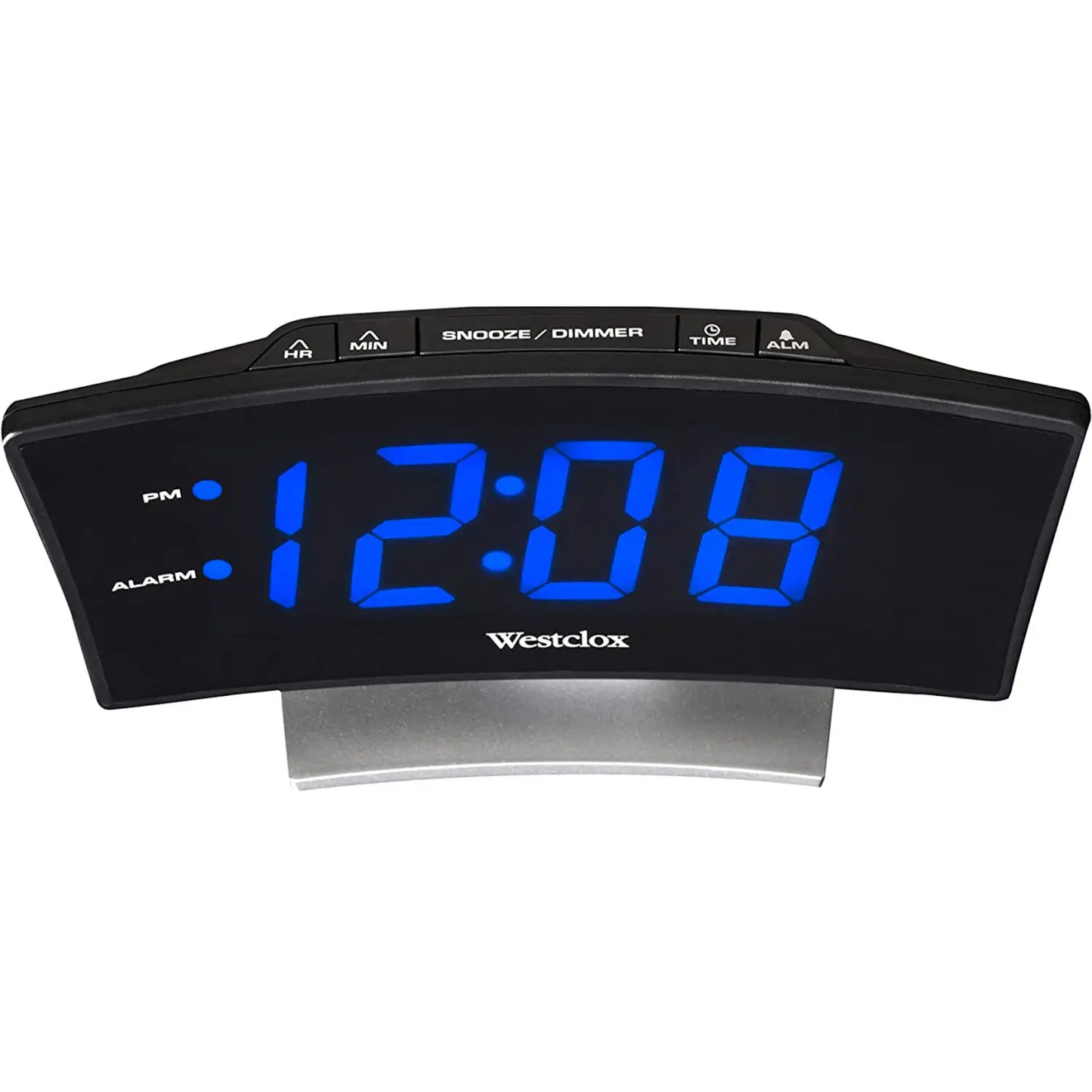 Westclox 1.8 Curved Blue Digital Display LED Alarm Clock
