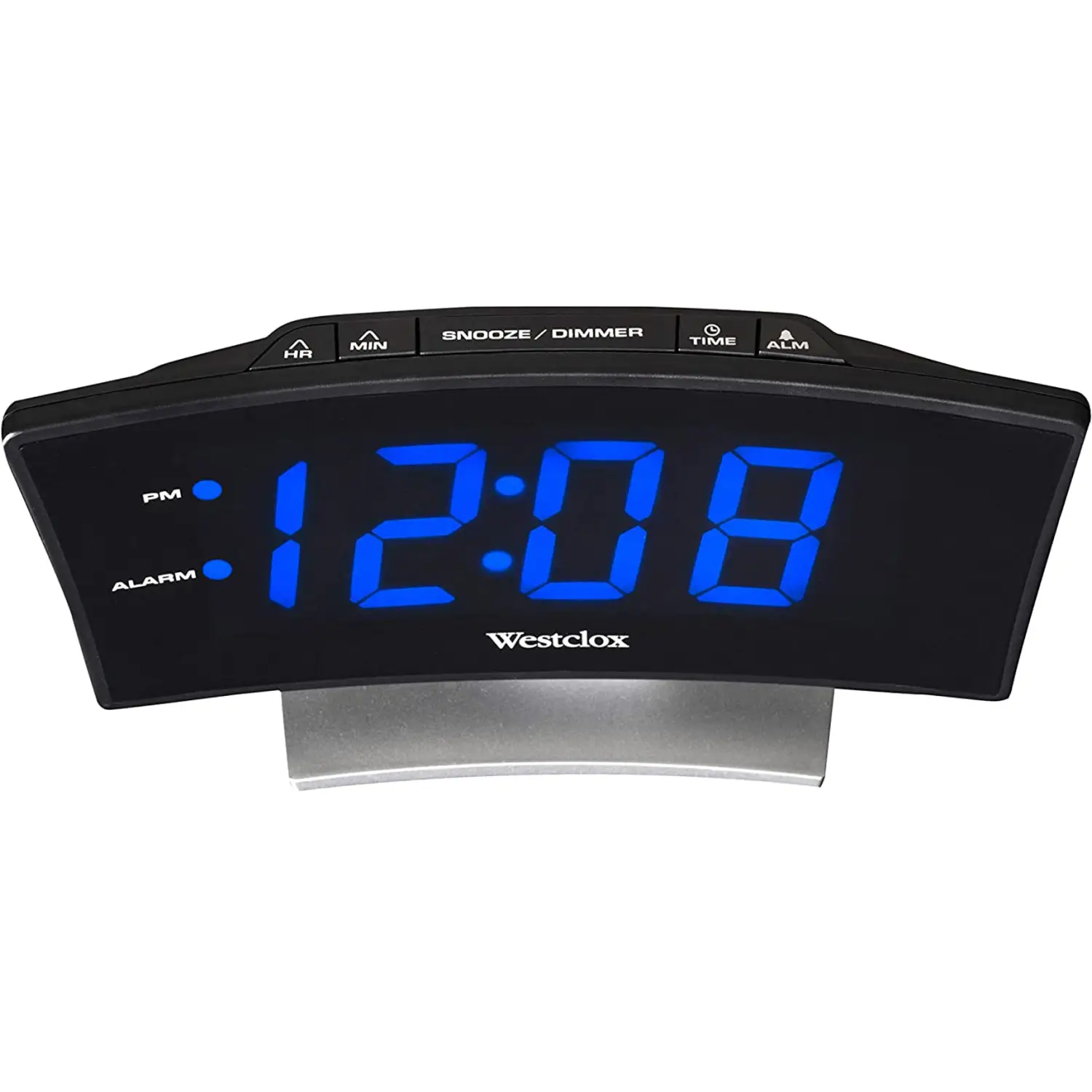 Westclox 1.8 Curved Blue Digital Display LED Alarm Clock