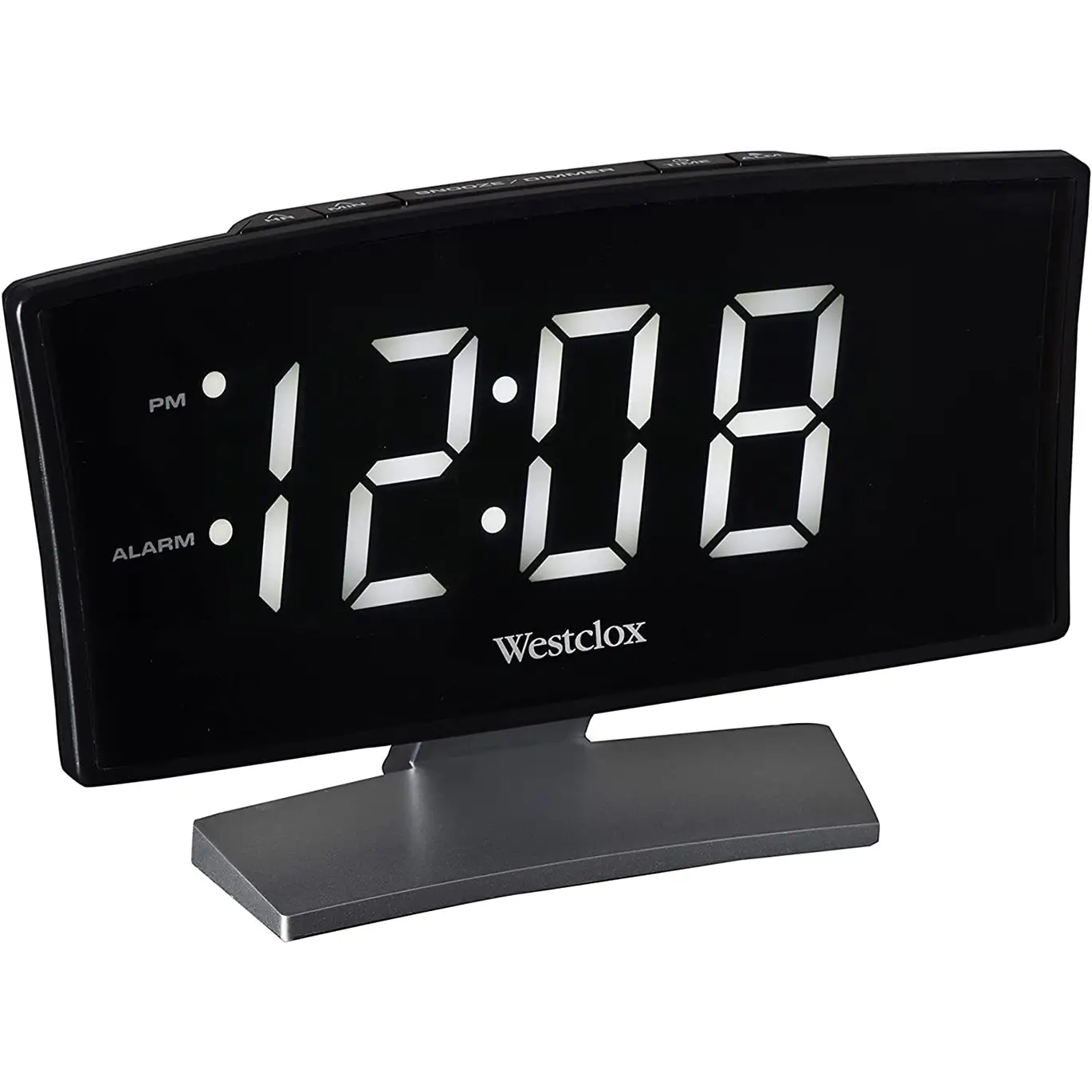 Westclox 1.8 Curved White Digital Display LED Alarm Clock