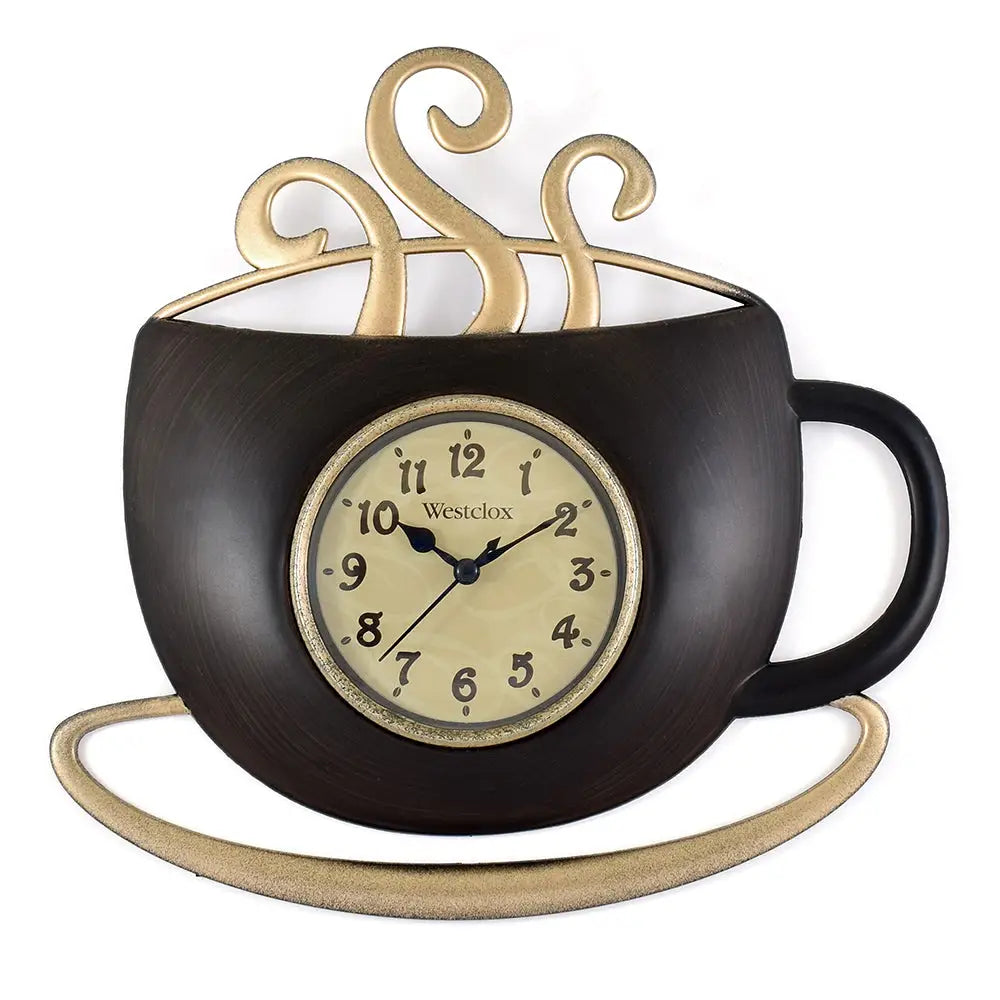 Westclox 12.5 Quartz Brown/Gold Coffee Shape Wall Clock