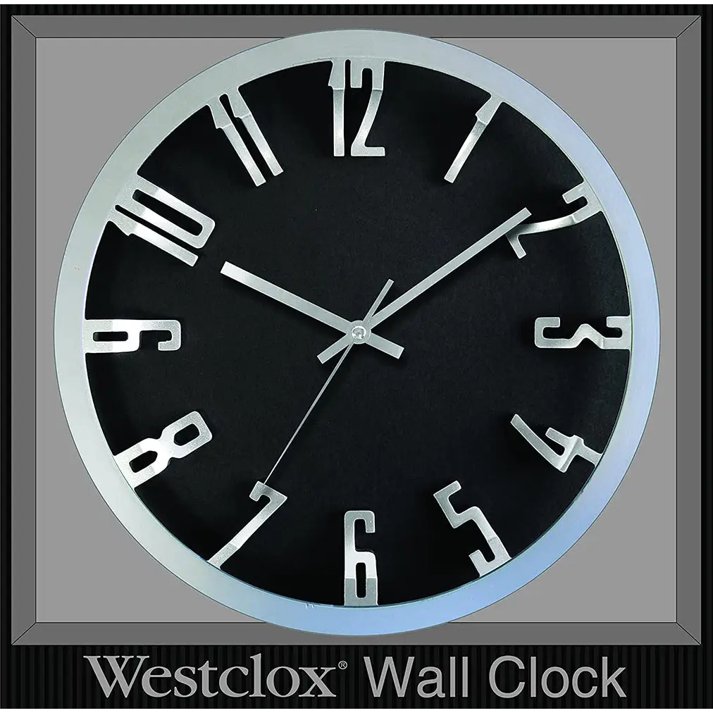 Westclox 12 Round 3D Analog Metallic Silver Wall Clock Black