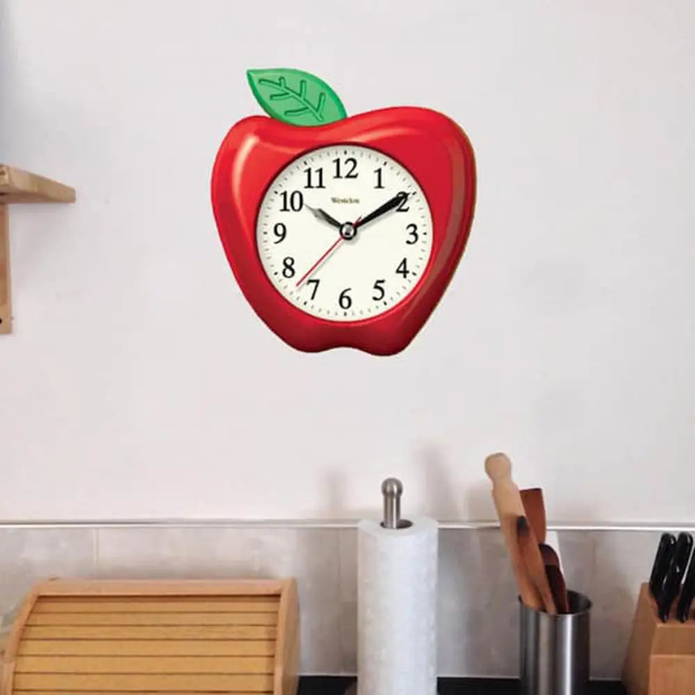 Westclox Analog Quartz 10 3D Red Apple Resin Wall Clock