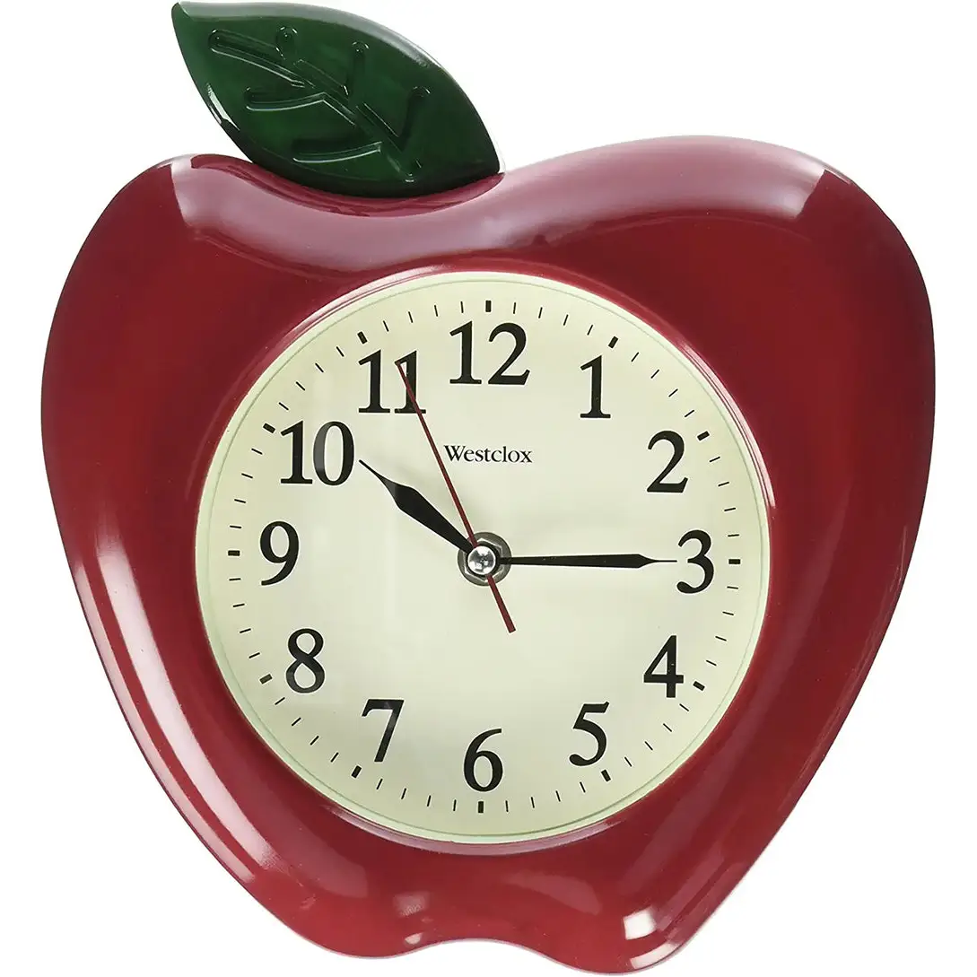 Westclox Analog Quartz 10 3D Red Apple Resin Wall Clock