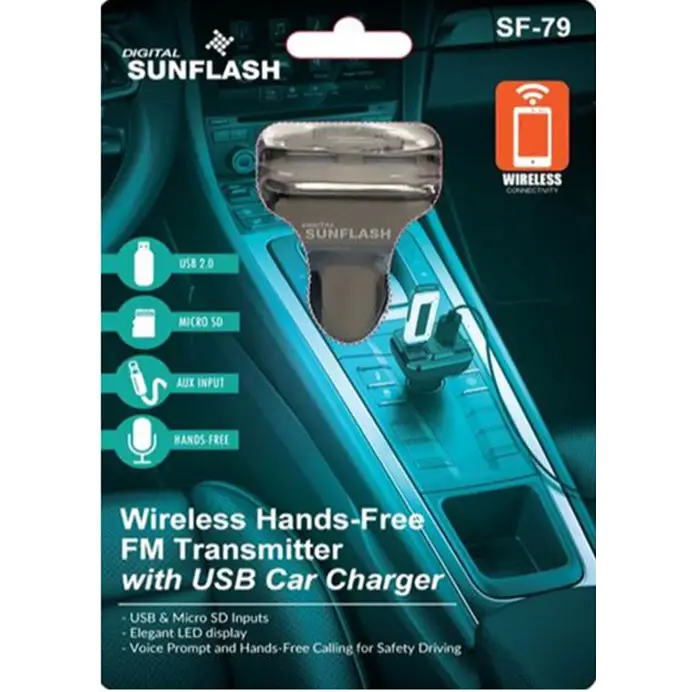 Wireless Hands-Free FM Transmitter With USB Car Charger -