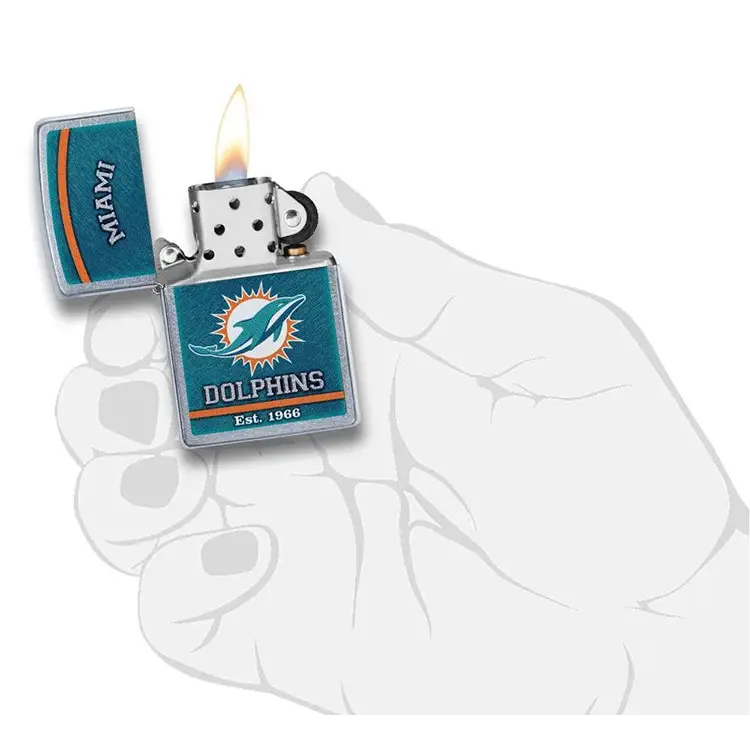 Zippo NFL Miami Dolphins Rugged Street Chrome Finish 29950 -