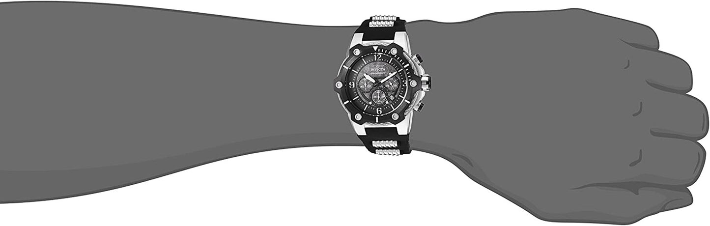 Invicta Men's Bolt Quartz Chrono 100m S. Steel Black Polyurethane Watch 25470