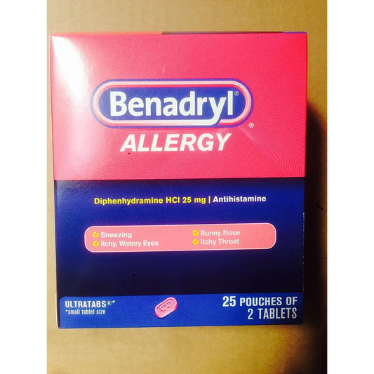 28860 Benadryl 25/2s Display Box 25 Packets of 2 Pills BEN2