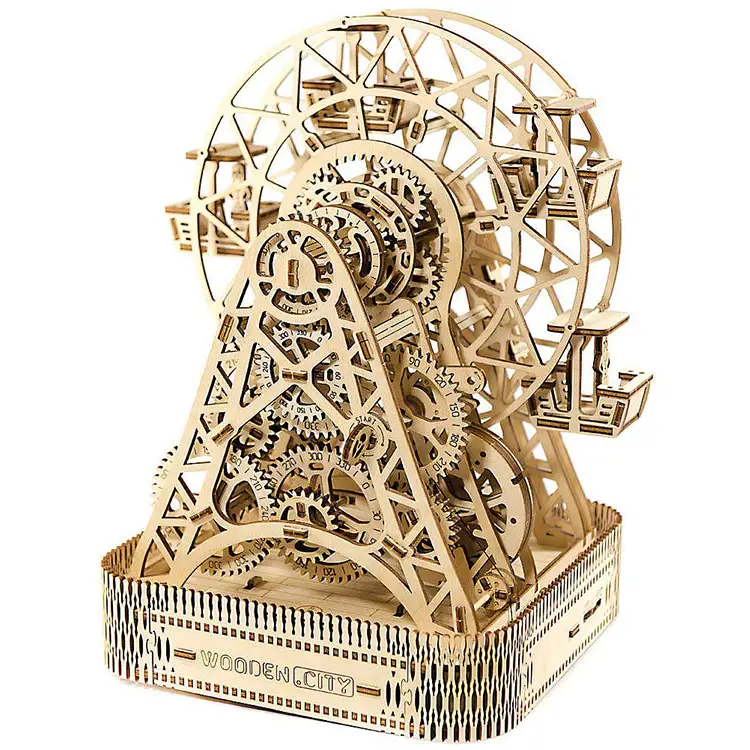 502330 Wooden City 3D Puzzle Building Mechanical Ferris