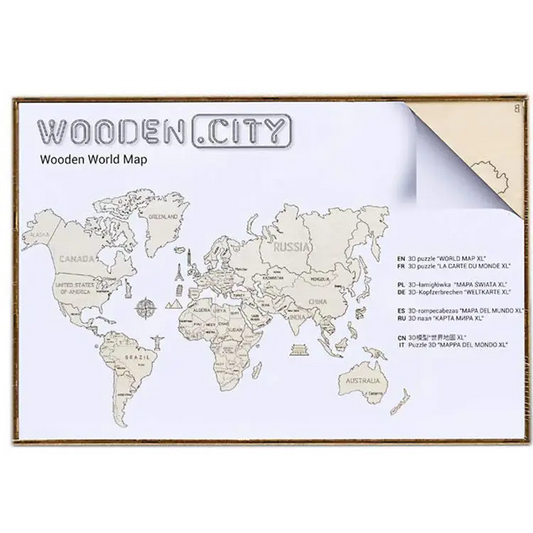502341 Wooden City Wall Mounted World Map (32x21 inches -
