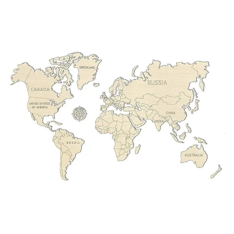 502341 Wooden City Wall Mounted World Map (32x21 inches -
