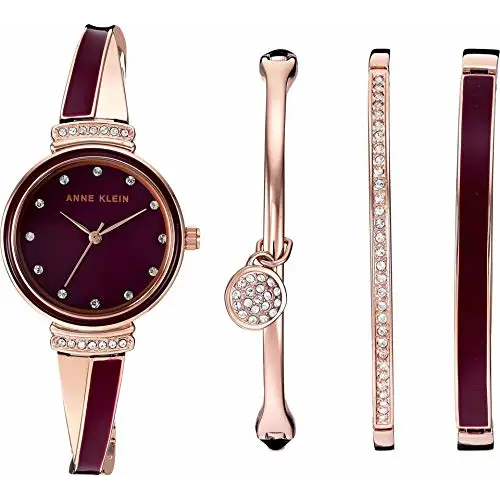 Anne Klein Women’s AK/2716RBST Premium Crystal Accented Rose