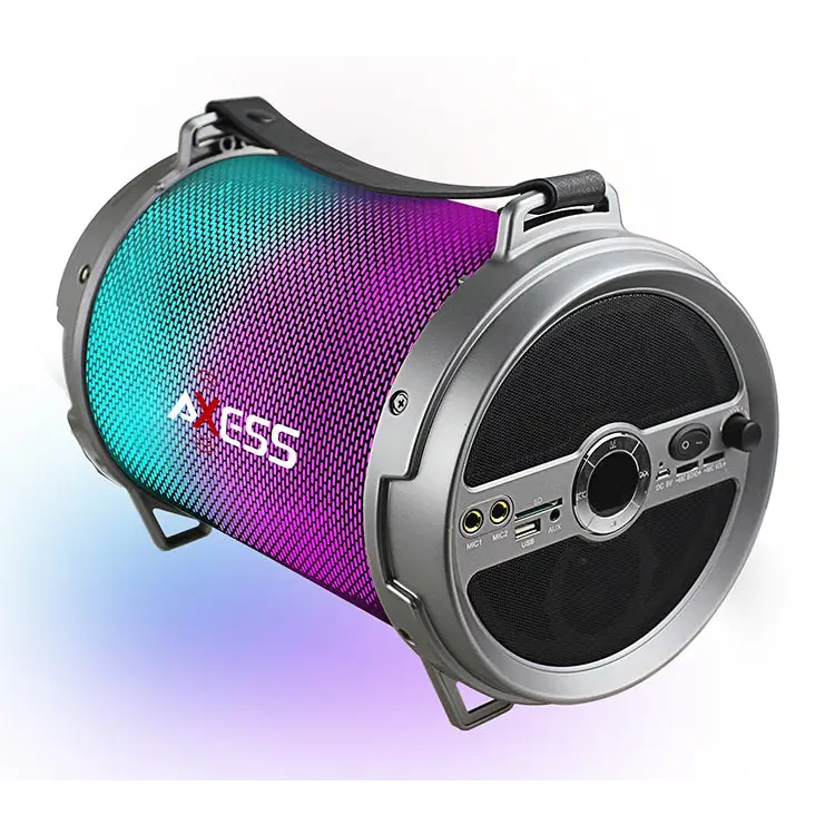Axess Bluetooth LED Lights Rechargeable Speaker w/ Wired Mic