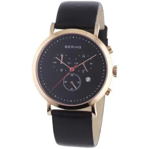 Bering Men's Classic Chronograph Rose Gold Tone Leather Watch 10540-462