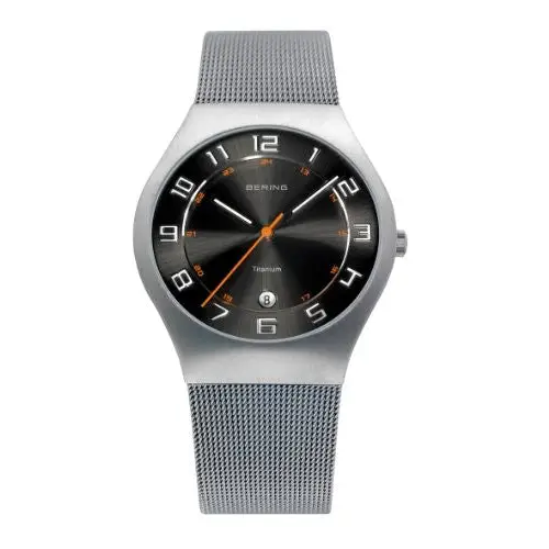 Bering Men’s Grey Milanaise Mesh Strap Titanium Watch