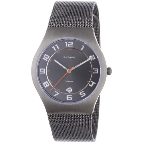 Bering Men’s Grey Milanaise Mesh Strap Titanium Watch