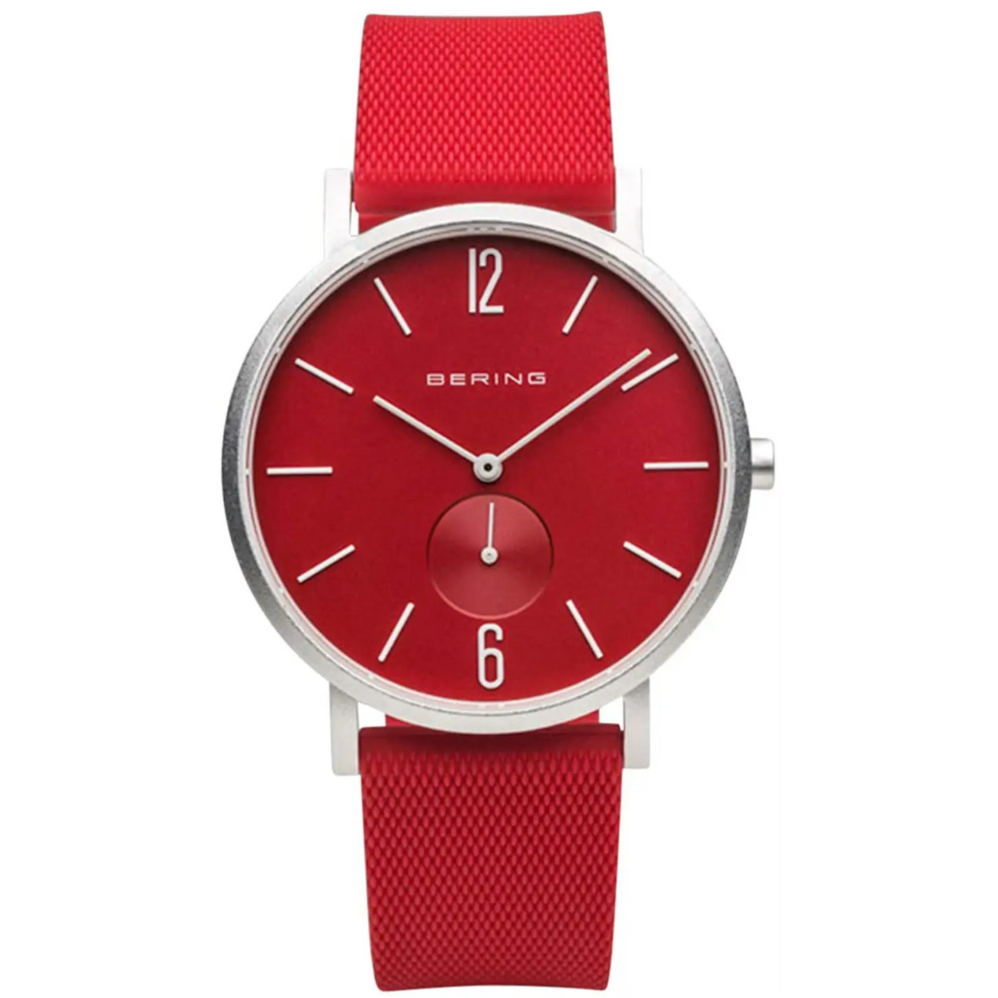 Bering Women’s Aurora Quartz Aluminum/Red Silicone Watch