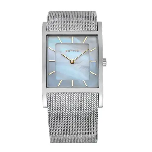 Bering Women’s Classic Mother of Pearl Silver Tone Square