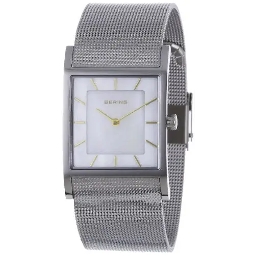 Bering Women’s Classic Mother of Pearl Silver Tone Square