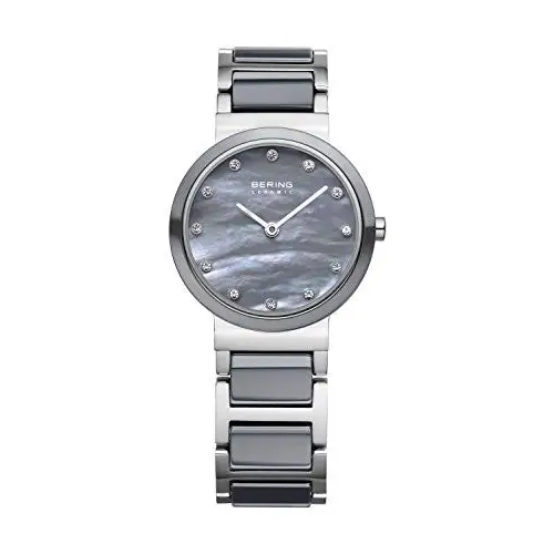 Bering Women’s Crystal Accented Grey Ceramic & Stainless