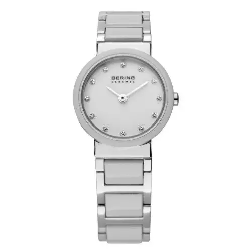 Bering Women’s Crystal Accented White Ceramic & Stainless
