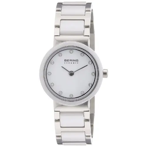 Bering Women’s Crystal Accented White Ceramic & Stainless