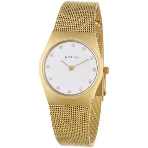 Bering Women’s Milanaise Mesh Strap Gold Tone Stainless