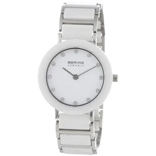 Bering Women’s Swarovksi Markers Silver Tone White Ceramic