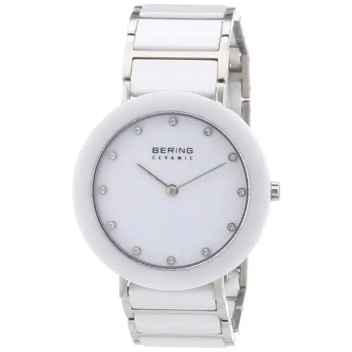 Bering Women’s Swarovski Markers Silver Tone White Ceramic